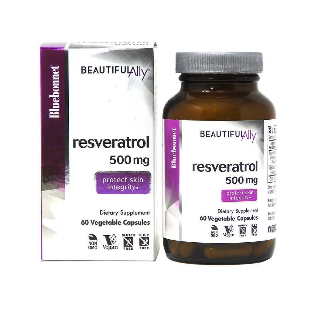 Bluebonnet Nutrition Beautiful Ally Resveratrol 500mg, Antioxidant, 60 Days