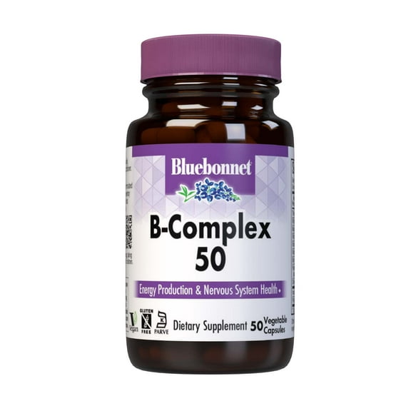 Bluebonnet B Complex Full Spectrum - Vitamin B6, B12, Biotin, Folate - 50 Vegetarian Caps