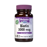 Bluebonnet Biotin 5000 mcg, Hair & Nail Support*, 60 Vegetable Capsules, 60 Servings