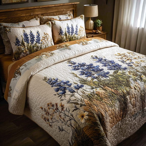 Blises Bluebonnet Bliss 3-Piece Quilted Bedding Set - Walmart.com