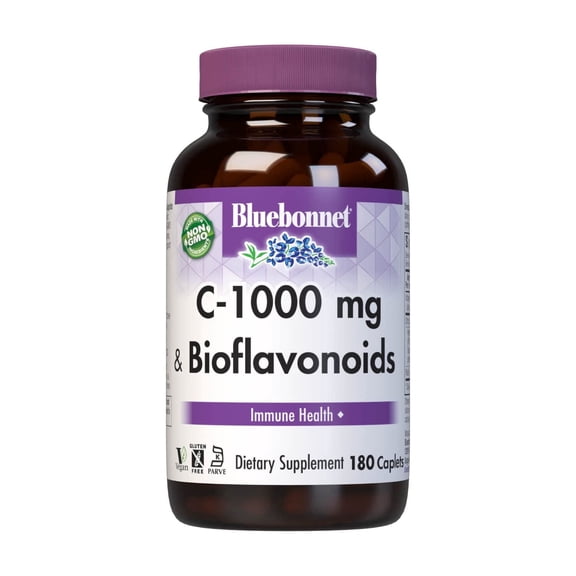 Bluebonnet Vitamin C 1000mg Plus Citrus Bioflavonoids 500mg for Immune Health*, 180 Caps