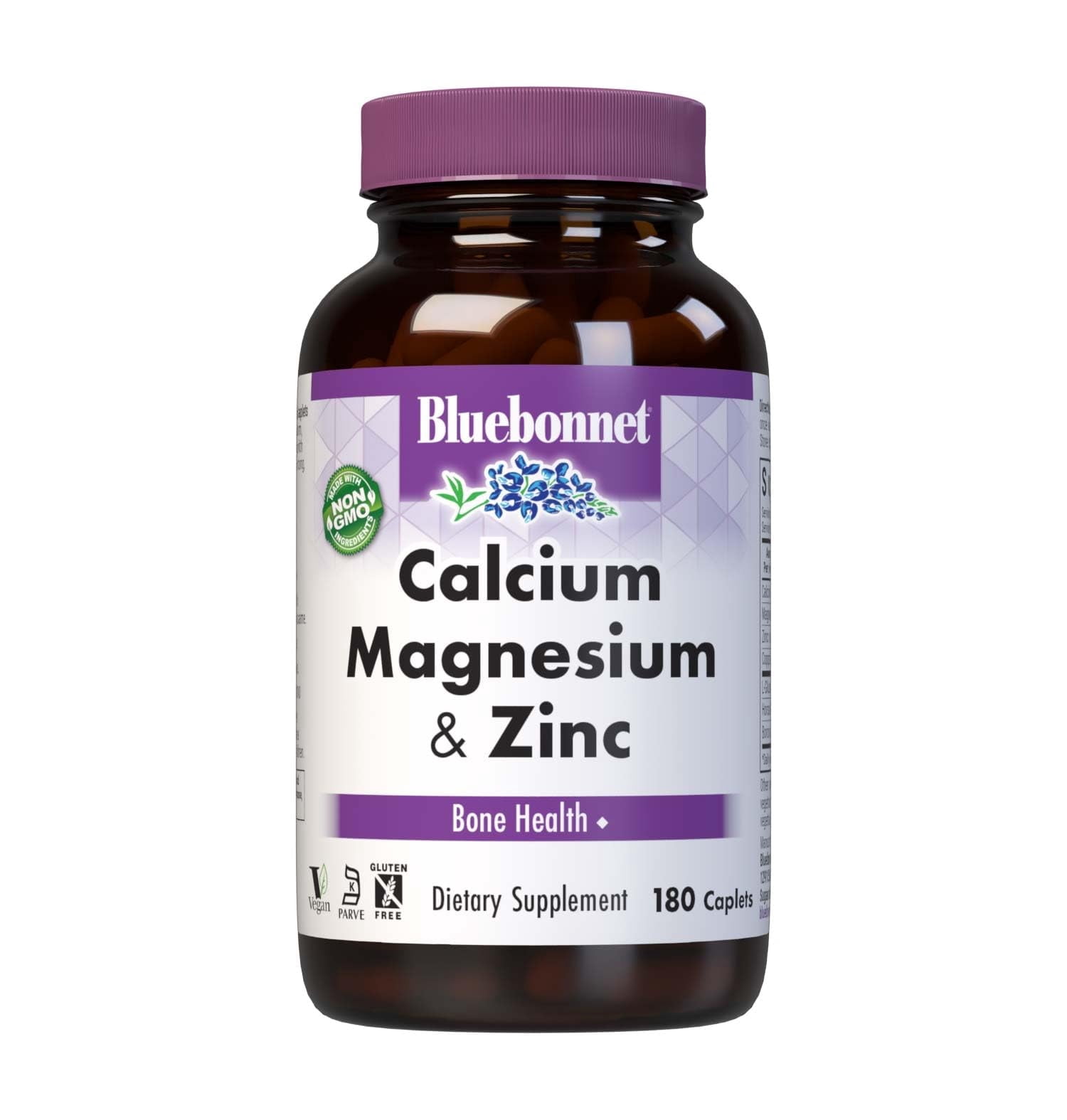 Bluebonnet Nutrition Calcium Magnesium Zinc Caplets, 180 Count