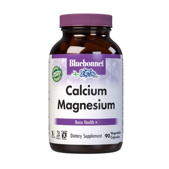 Bluebonnet Nutrition Calcium & Magnesium, Bone Health*, 90 Vegetable Capsules, 30 Servings
