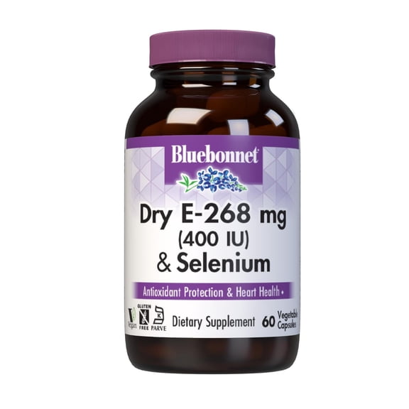 Bluebonnet Nutrition Dry E-400 IU (268mg) Plus Selenium Vegetarian Capsules, 60 Count