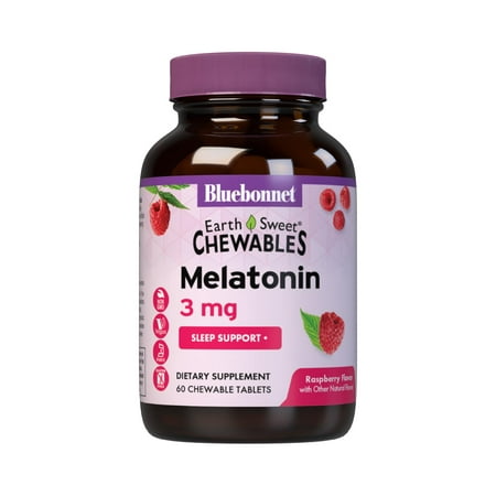 Bluebonnet Melatonin 3mg Nighttime Relaxation & Restful Sleep* - 60 Raspberry Chews