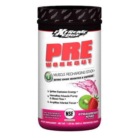 Bluebonnet Extreme Edge Pre Workout + Nitric Oxide Booster, Strawberry Kiwi, 60 Servings