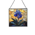 thumbnail image 1 of Bluebonnet Flower Stained Glass Panel Suncatcher Square Window Hanging, 8 Inch Real Glass Decorative Art Sun Catcher for Home, Gift, and Garden Decor 78OR5, 1 of 6