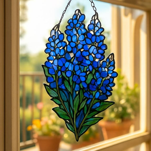 Bluebonnet Flower Suncatcher, Acrylic Window Hanging Decor, Texas Wildflower Sun Catcher, Floral Boho Window Art, Garden Lover Gift