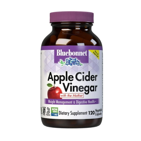Bluebonnet Apple Cider Vinegar, with the Mother, 120 Vegetable Capsules, 60 Servings
