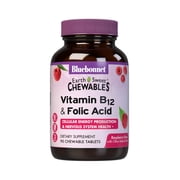 Bluebonnet EarthSweet Vitamin B12 & Folic Acid Chewable Tablets, Raspberry, 90 Count