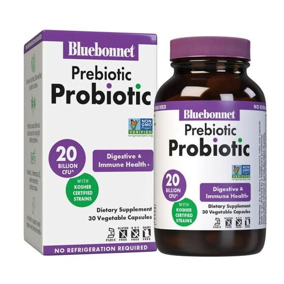 Bluebonnet Prebiotic Probiotic 20 Billion CFU^ Shelf Stable Gut Health*, Kosher 30 Days