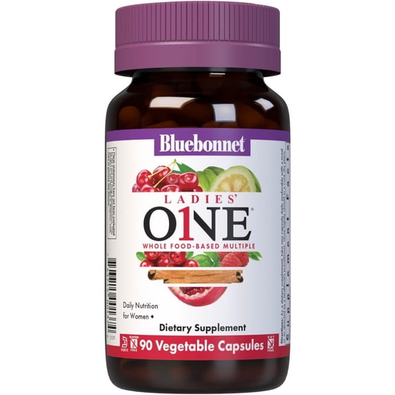 Bluebonnet Ladies One Whole Food Multiple, K2 Organic Vegetable Energy & Vitality* 90 Days
