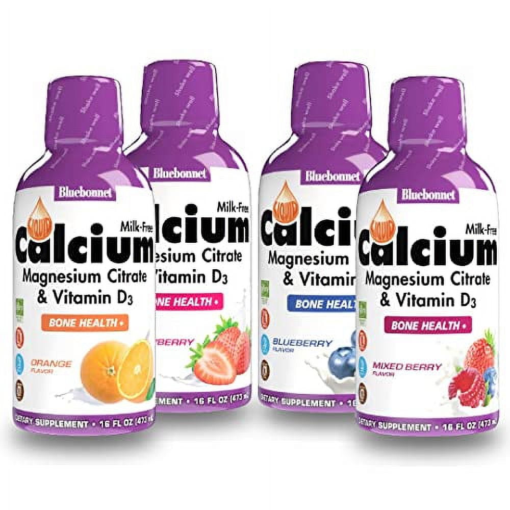 Liquid Calcium Citrate Magnesium Citrate Vitamin D3 4 Pack Bundle