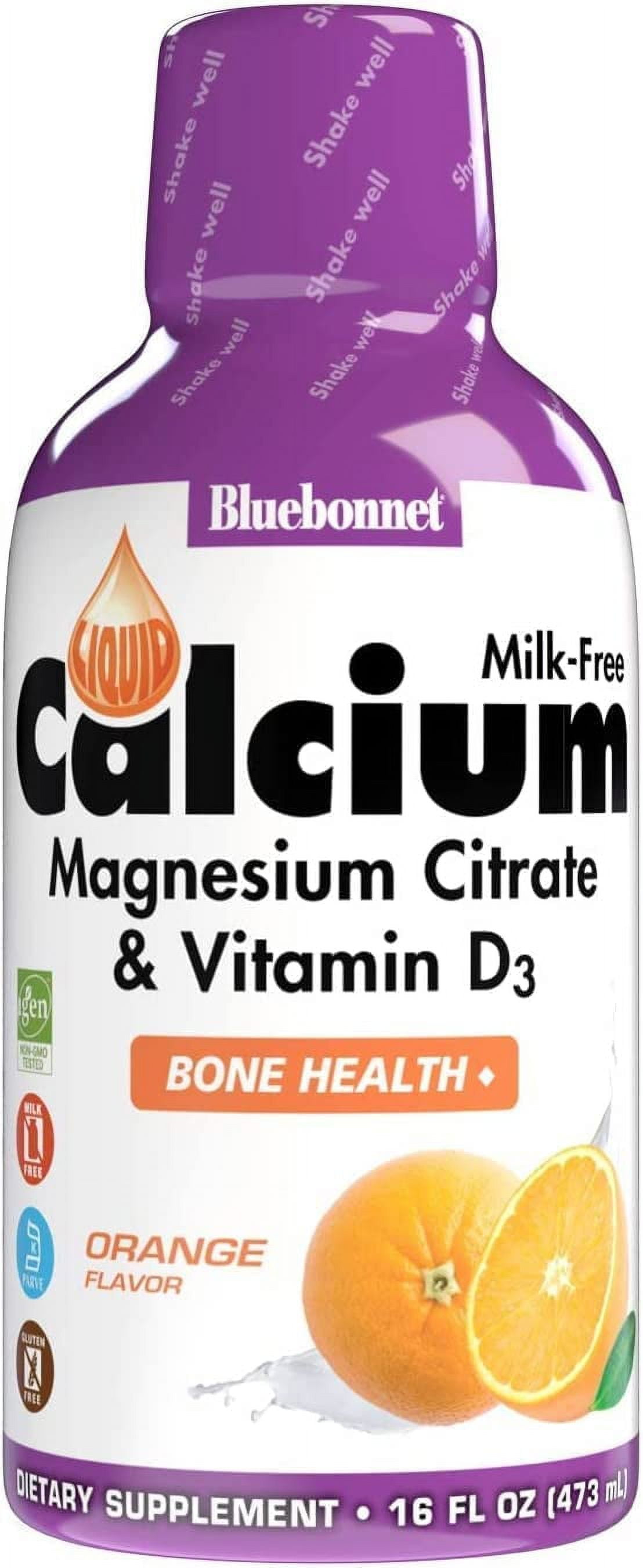 Bluebonnet Liquid Calcium Magnesium Citrate, Vit D3, Orange, 16Oz (2 pack)