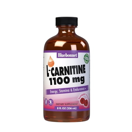 Bluebonnet Nutrition Liquid L-Carnitine 1100mg, Raspberry, 8 Fluid Ounce