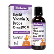 Bluebonnet Nutrition Liquid Vitamin D3 Drops 400 IU, Citrus Flavor, 1 Fl Oz