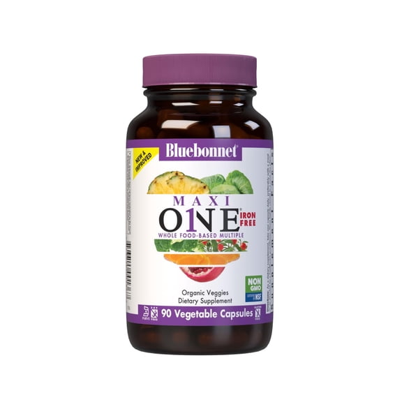Bluebonnet Maxi One (Iron-Free), Whole Food Multiple, Enzymes, Energy, Vitality*, 90 Days