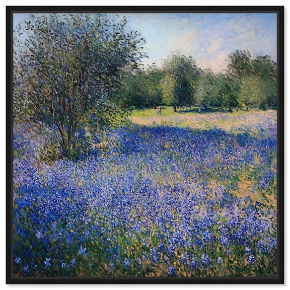 Bluebonnet Meadow I Canvas Pastel Landscape by Art Remedy, Black Frame, 40 x 40