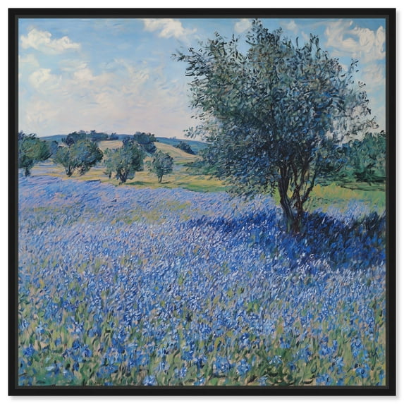 Bluebonnet Meadow II Canvas Pastel Landscape by Art Remedy, Black Frame, 30 x 30