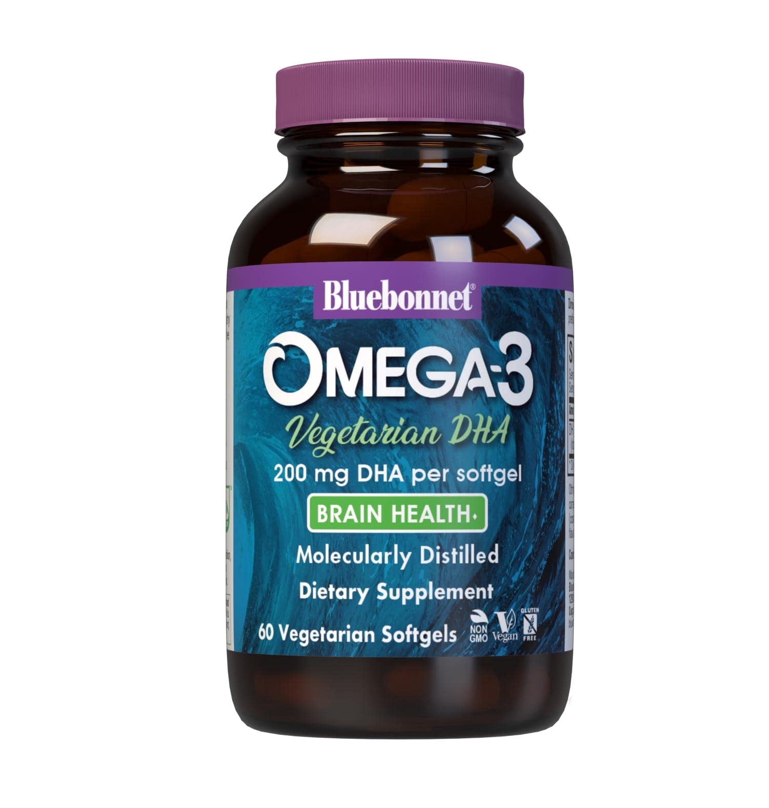 Bluebonnet Nutrition Natural Omega-3 Vegetarian DHA Vegetarian Softgels, 200mg, 60 Count