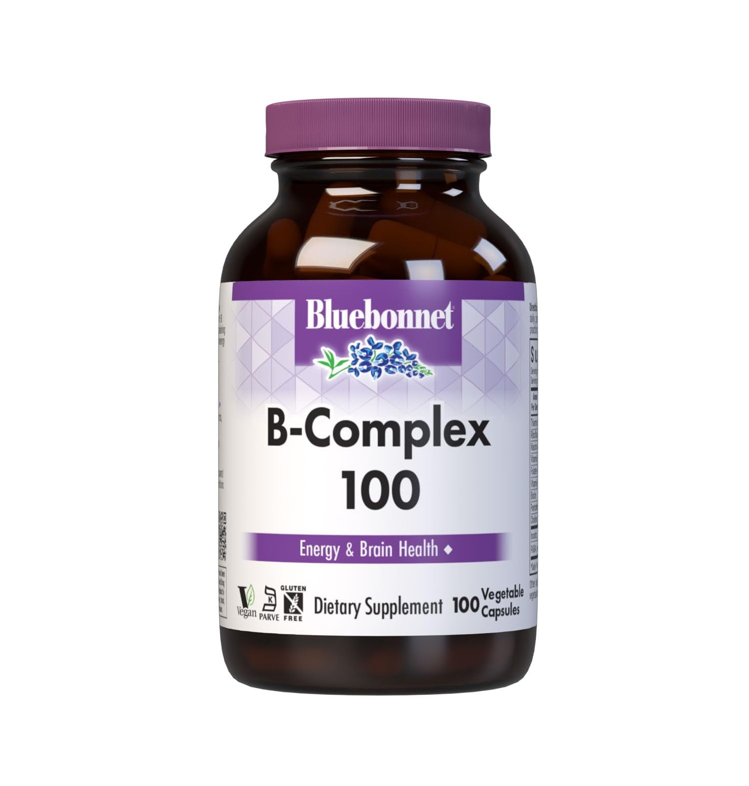 Bluebonnet B Complex Full Spectrum - Vitamin B6, B12, Biotin, Folate - 100 Vegetarian Caps