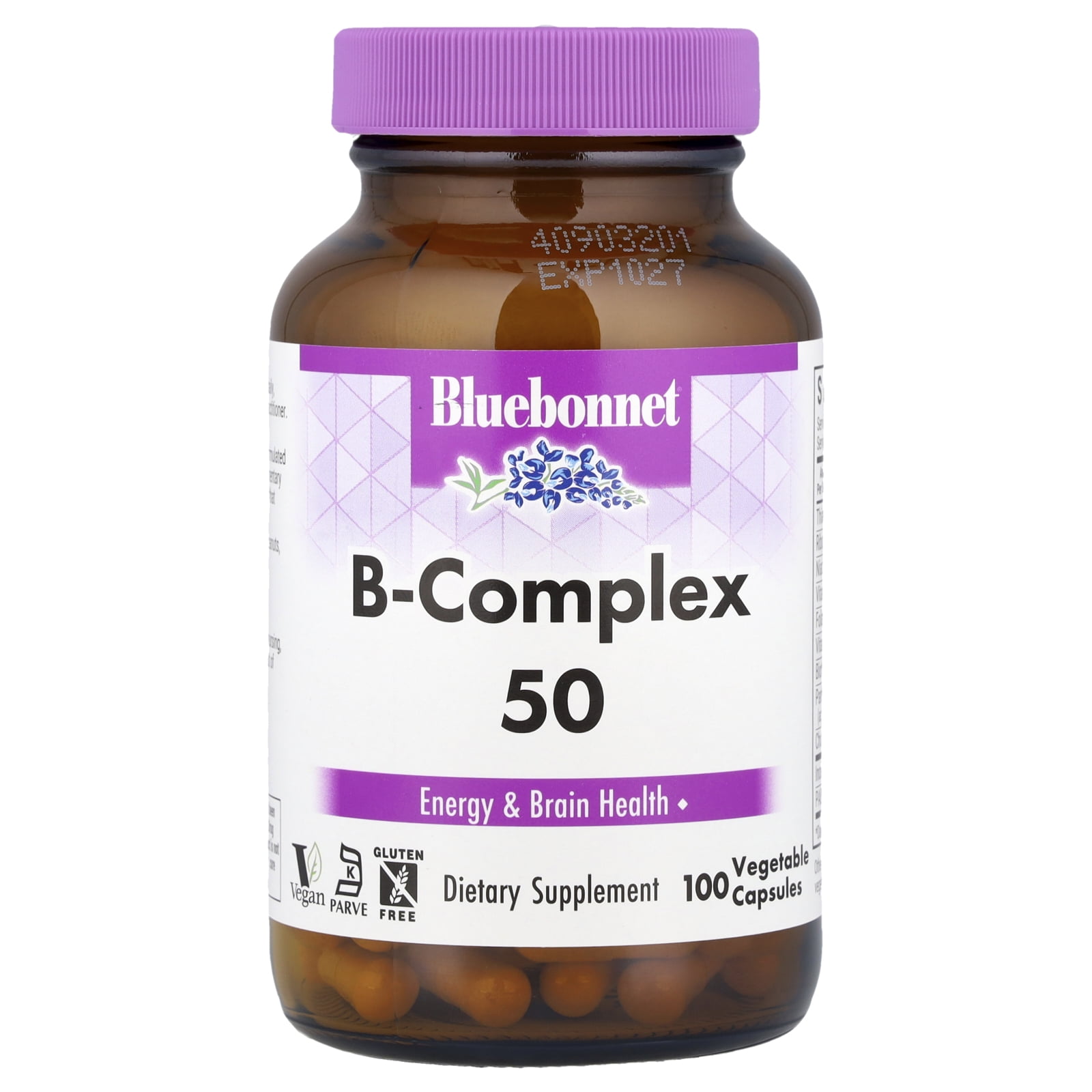 Bluebonnet B-Complex 50, 100 Vegetable Capsules, Vegan and Gluten-Free