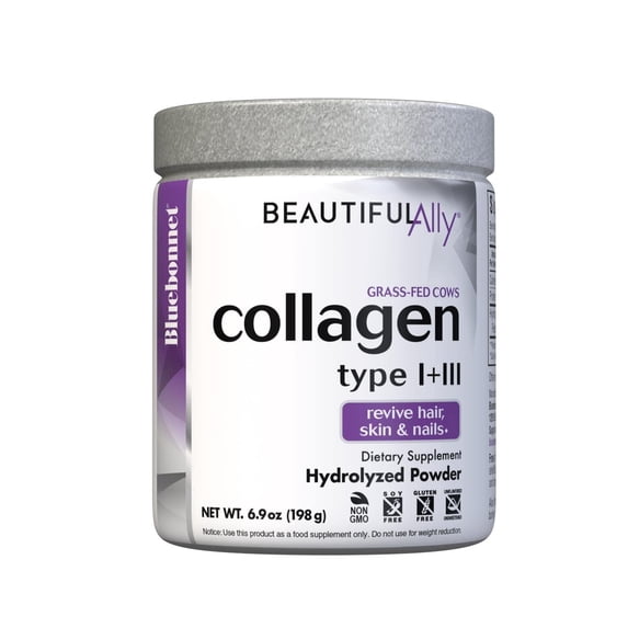 Bluebonnet Beautiful Ally Collagen Powder Hydrolyzed Peptides 1 & 3 Unsweetened, 28 Days
