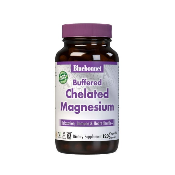 Bluebonnet Albion Buffered Chelated Magnesium 200mg Oxide, Stress Relief*, 120 Caps