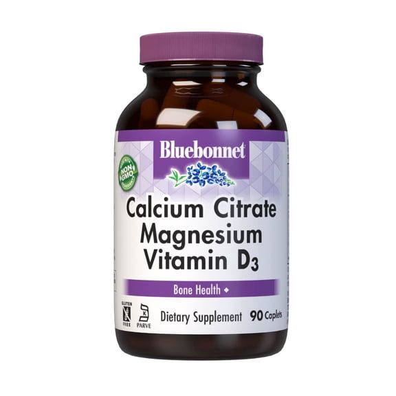 Bluebonnet Calcium Citrate Magnesium Plus Vitamin D3, Bone, Muscle & Relaxation, 90 Caps