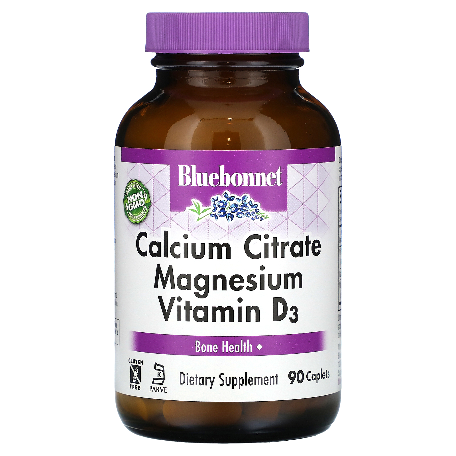 Bluebonnet Nutrition - Calcium Citrate Magnesium Vitamin D3 High Potency - 90 Caplets - image 1 of 2