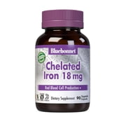 Bluebonnet Chelated Iron 18mg - Non-Constipating Iron - 90 Vegetable Capsules, 90 Servings