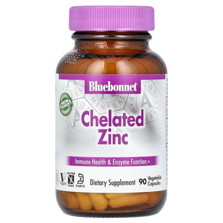 Bluebonnet Albion Chelated Zinc Immune Health & Enzyme Function*, 90 Vegetable Caps