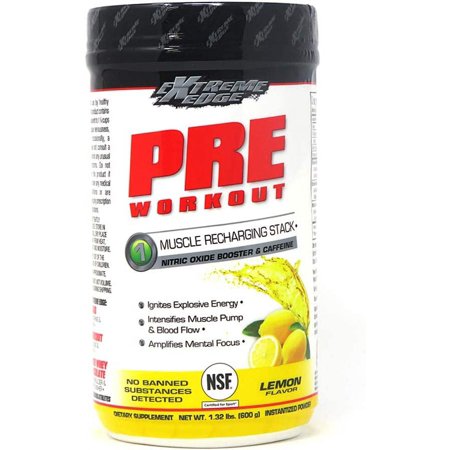 Bluebonnet Nutrition Extreme Edge Pre workout, Muscle Recharging Formula, Lemon, 1.32 LB, 60 Servings