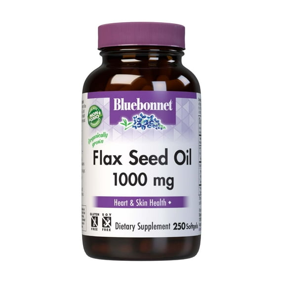 BlueBonnet Nutrition Flax Seed Oil Certified Organic 1000 mg, 250 Softgels