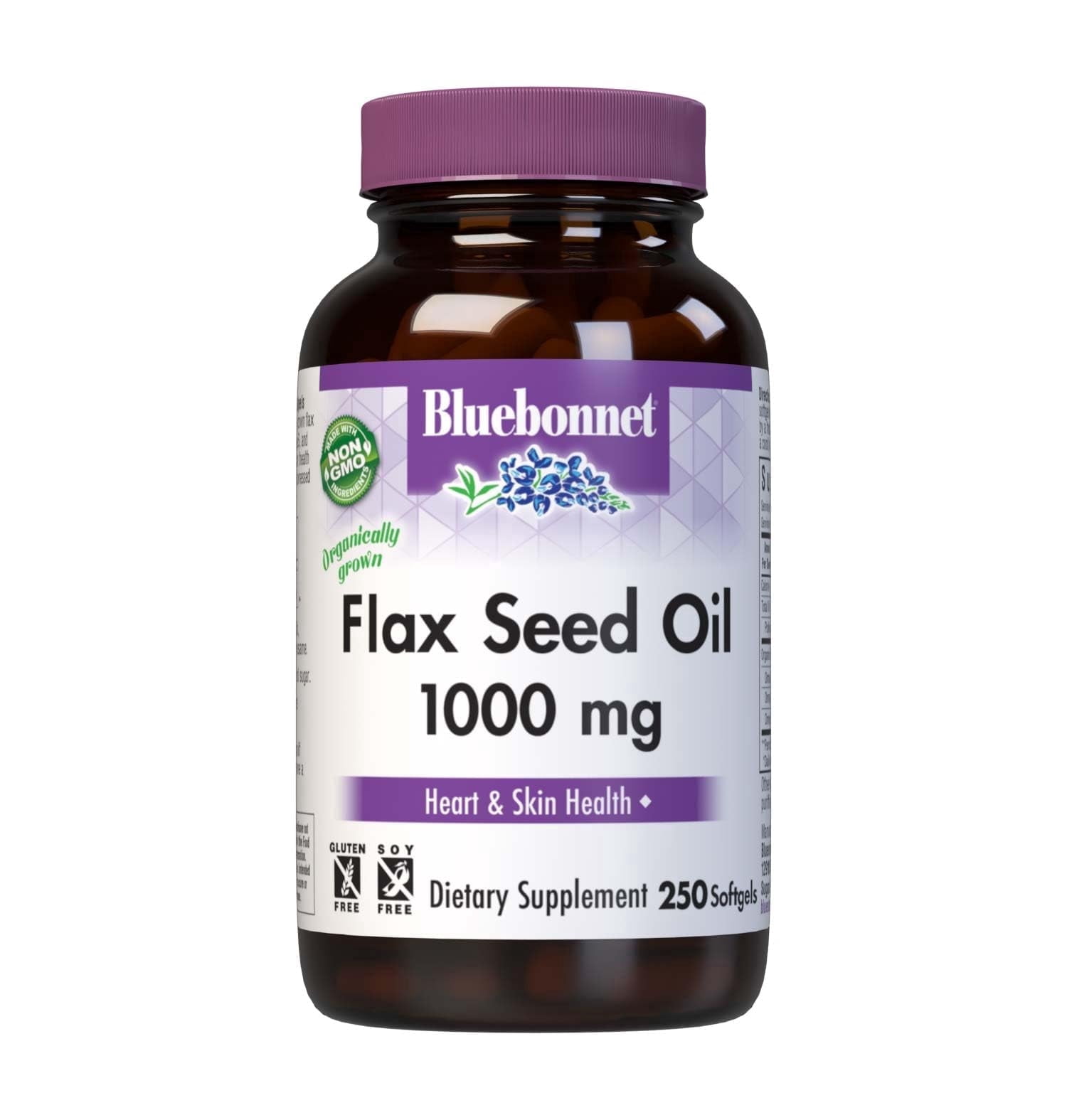 Bluebonnet Nutrition Flax Seed Oil 1000mg - Omega 3 6 9 Fatty Acids, 250 Count