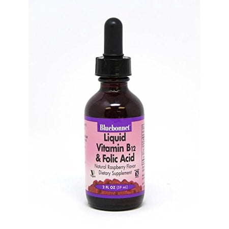 Bluebonnet Liquid Vitamin B12 (1000mcg) & Folic Acid (400mcg), for Energy Boost*, 59 Days