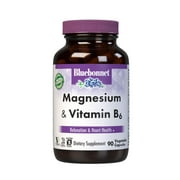 Bluebonnet Magnesium Oxide & B6 400mg Aspartate Vitamin B6 25mg, Heart & Brain* 90 Days