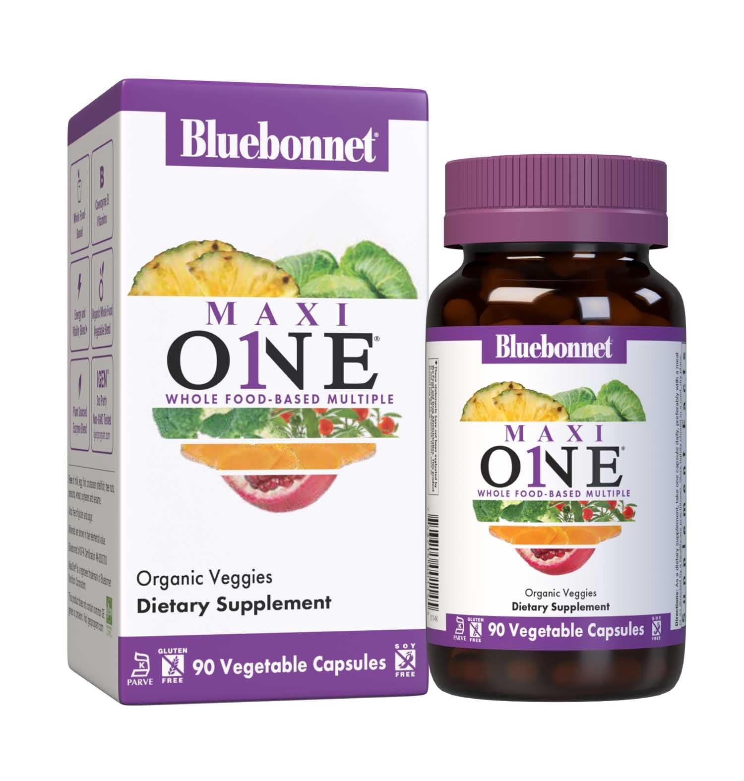 Bluebonnet Maxi One (with Iron), Whole Food Multiple, Enzymes, Energy, Vitality*, 90 Days