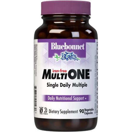 Bluebonnet Nutrition Multi One Iron Free Vegetable Capsules, Complete Full Spectrum Multiple, B Vitamins, General Health, Gluten & Milk Free, Kosher, 3 Month Supply, White, 90 Count