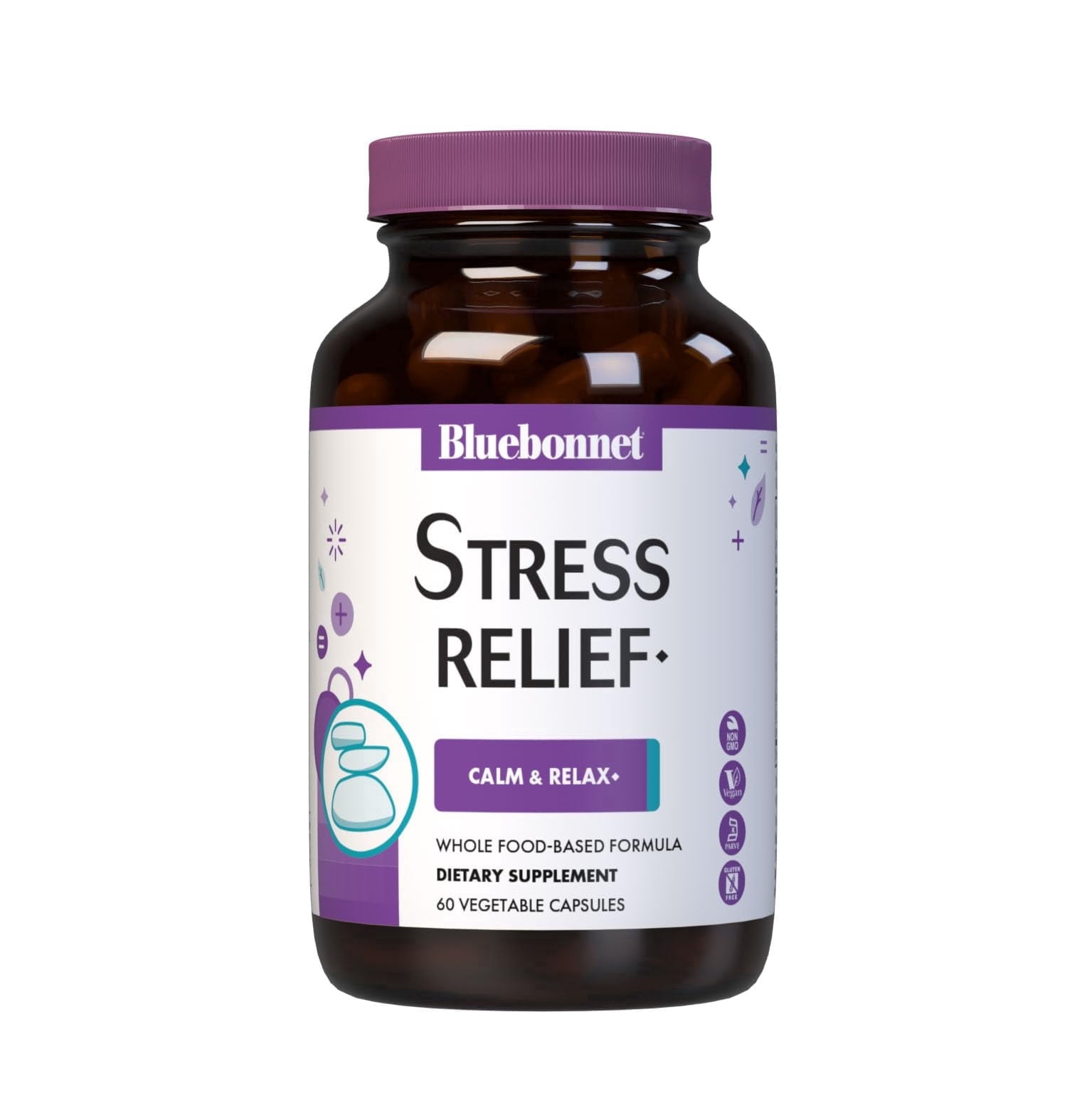 Bluebonnet Stress Relief*, Calm & Relax*, Calming, Whole Foods 60 Vegetable Caps, 60 Days
