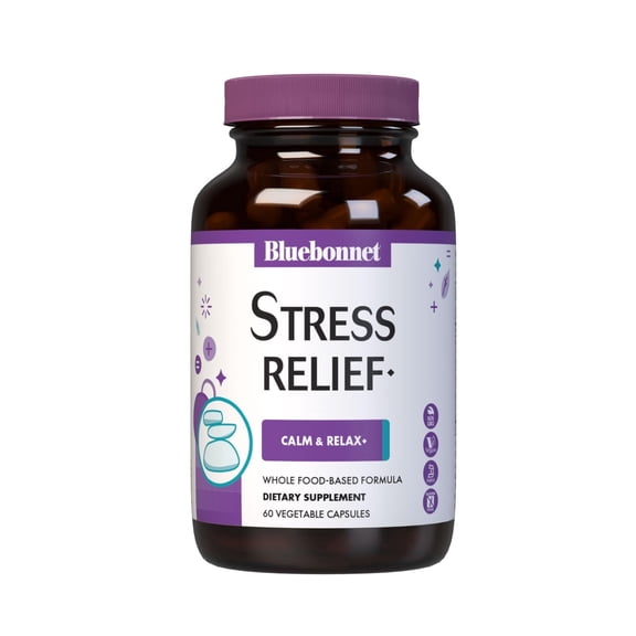 Bluebonnet Stress Relief*, Calm & Relax*, Calming, Whole Foods 60 Vegetable Caps, 60 Days