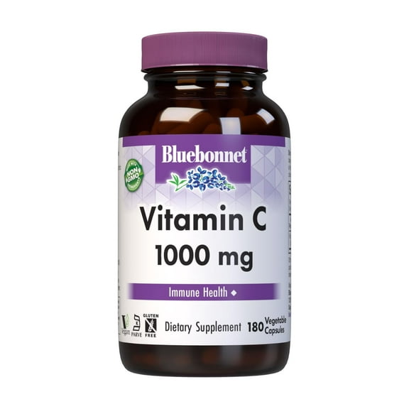 Bluebonnet Vitamin C 1000mg Ascorbic Acid for Immune & Skin Health*, 180 Vegetable Caps