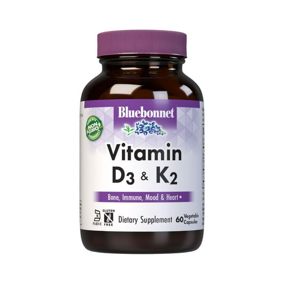 Bluebonnet Vitamin D3 & K2, for Strong-Healthy Bones*, Vegetarian, 60 Days