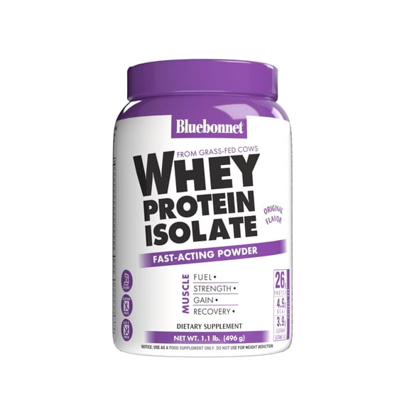 Bluebonnet Nutrition Whey Protein Isolate Powder Original Flavor, 1.1 lbs
