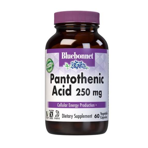Bluebonnet Nutrition Pantothenic Acid 250mg Vegetable Capsules, 60 Count