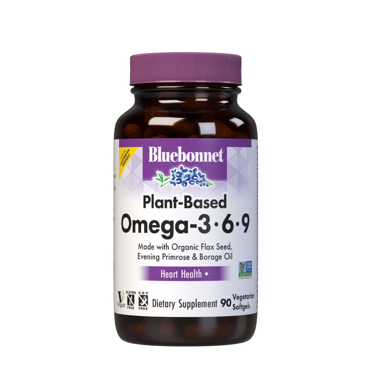 Bluebonnet Plant Based Omega 3-6-9-1000mg for Heart Health* – Cold Pressed Oil – 90 Days