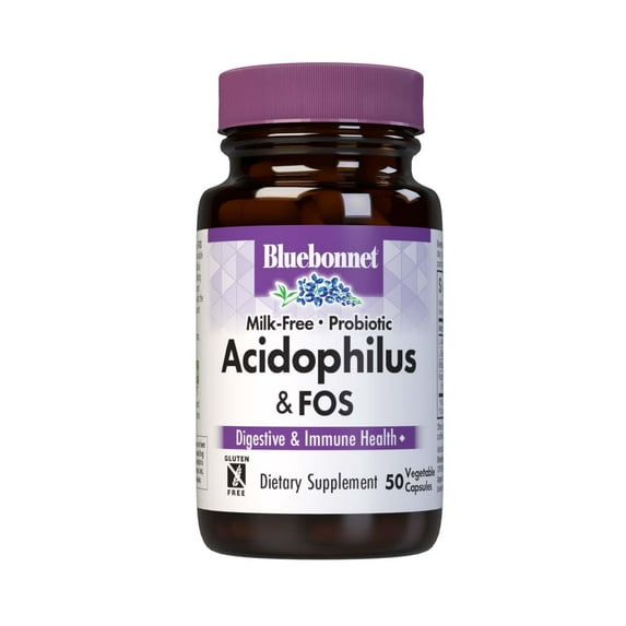 Bluebonnet Milk-Free Probiotic Acidophilus & FOS, Digestion*, Immune Health*, 50 Days