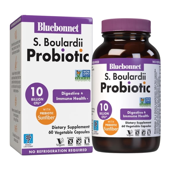 Bluebonnet S. Boulardii Probiotic 10 Billion CFU^ Shelf Stable, Digestion & Gut* - 30 Days