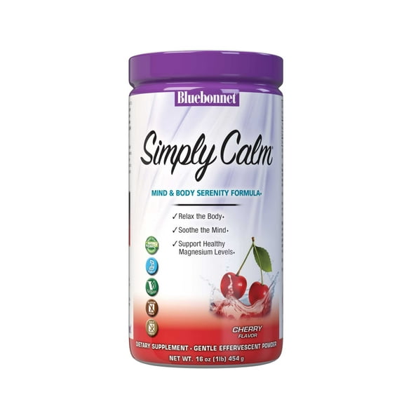 Bluebonnet Simply Calm Magnesium Powder 420mg - Mind & Body* 16oz 82 Days, Cherry