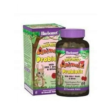 Bluebonnet Super Earth Rainforest Animalz Probiotic Chewable Wafers, 60 Ct